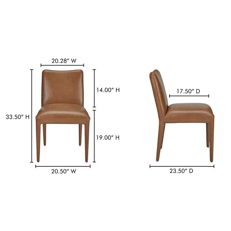 Brown High Back Upholstered Leather Dining Chair