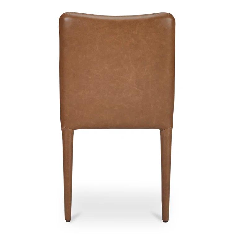 Brown High Back Upholstered Leather Dining Chair