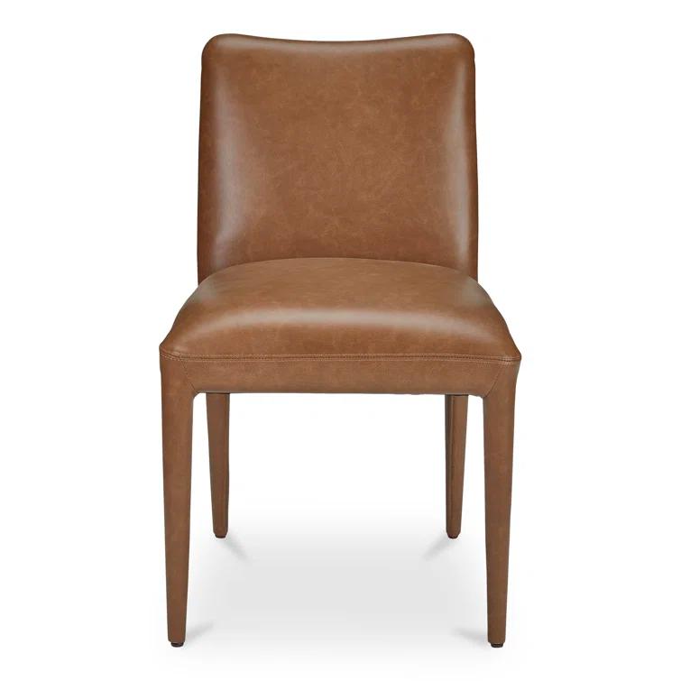 Brown High Back Upholstered Leather Dining Chair