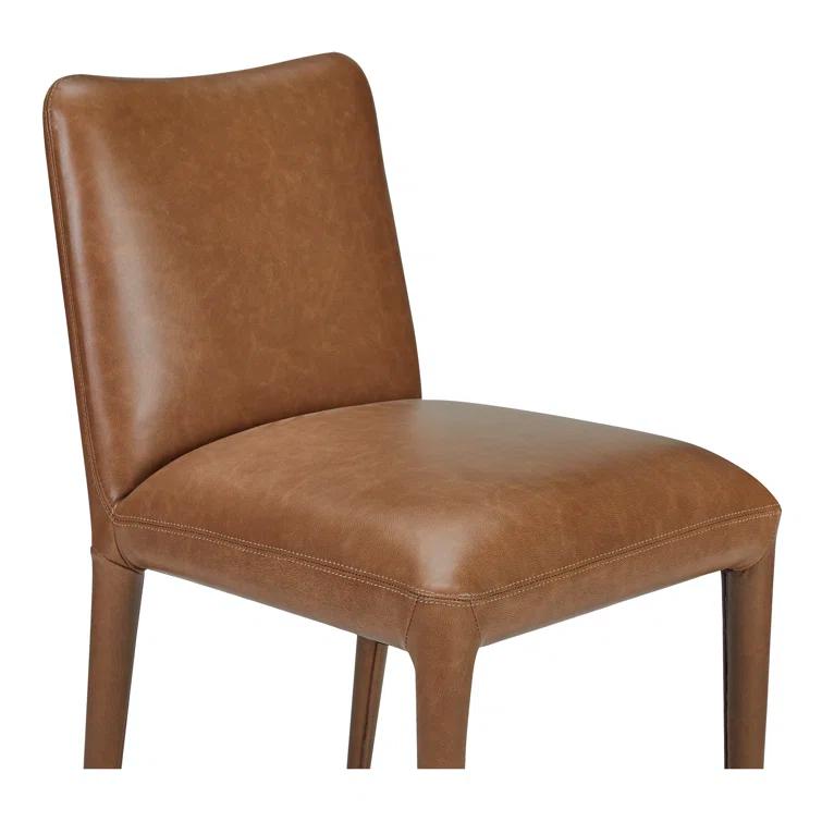 Brown High Back Upholstered Leather Dining Chair