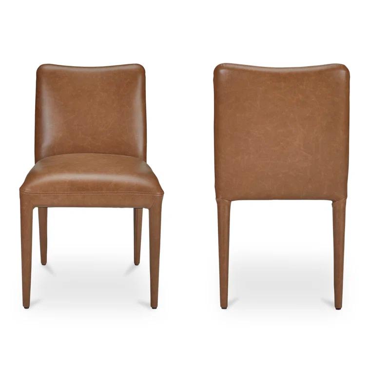 Brown High Back Upholstered Leather Dining Chair