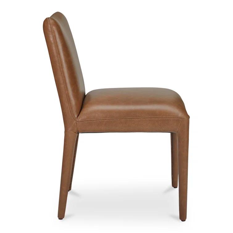 Brown High Back Upholstered Leather Dining Chair