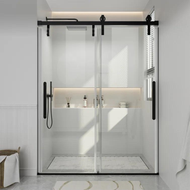 60" W x 76" H Frameless Shower Door Double Sliding 10MM Tempered Glass 304 Stainless Steel Hardware