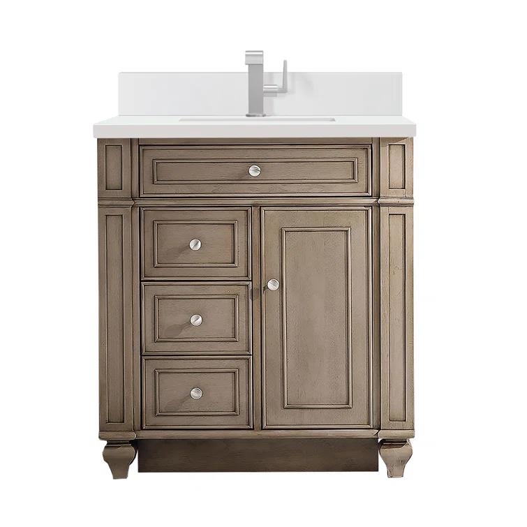 Bristol 30'' Dark Wood Single Vanity with Porcelain Sink