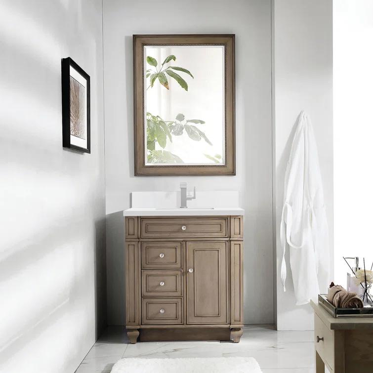 Bristol 30'' Dark Wood Single Vanity with Porcelain Sink