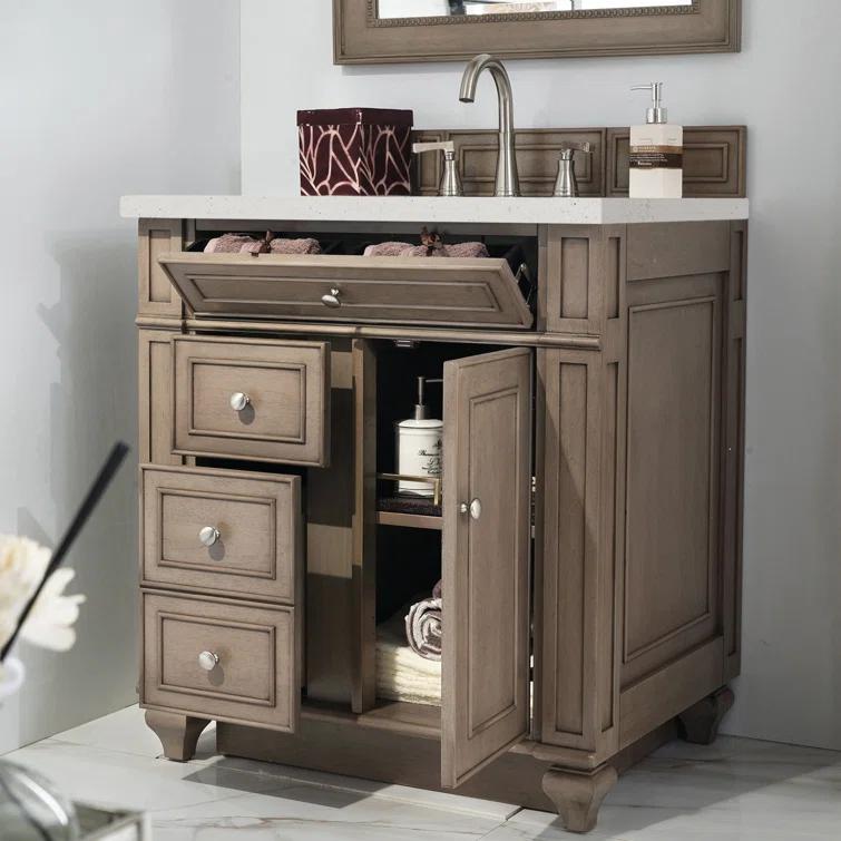 Bristol 30'' Dark Wood Single Vanity with Porcelain Sink