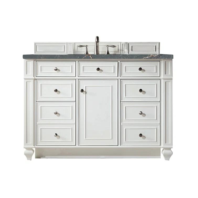 Bright White Plywood Single Vanity with Parisien Bleu Quartz Top