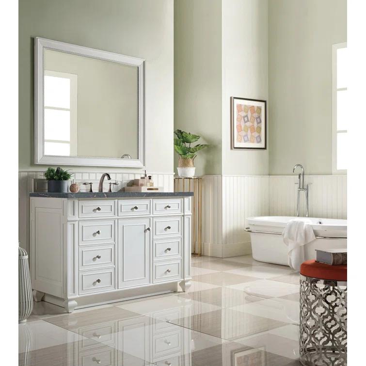 Bright White Plywood Single Vanity with Parisien Bleu Quartz Top