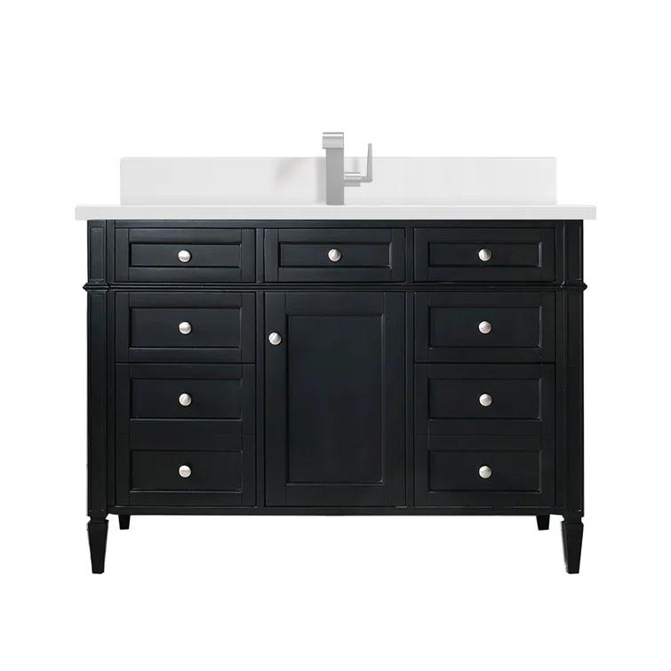 Black 47'' Plywood Single Vanity with Multiple Drawers