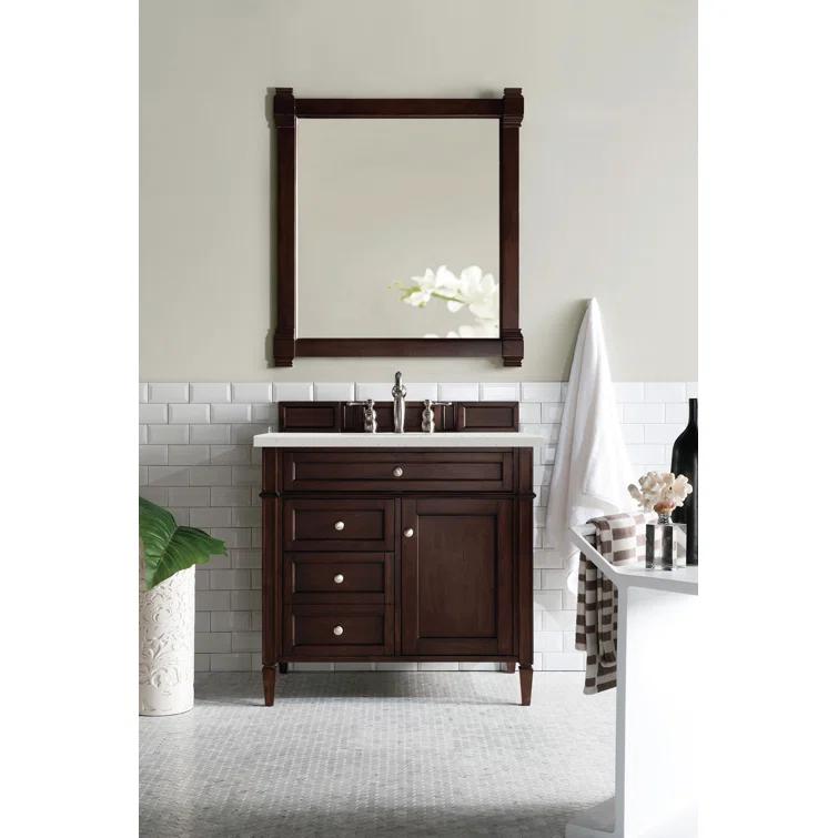 James Martin Vanities 36" Single Vanity, Burnished Mahogany w/ 3 CM Lime Delight Quartz Top