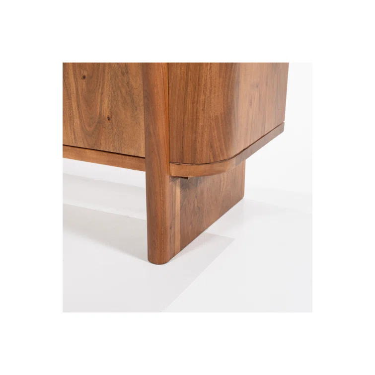 Julian Acacia Wood and Glass 4-Door Accent Cabinet
