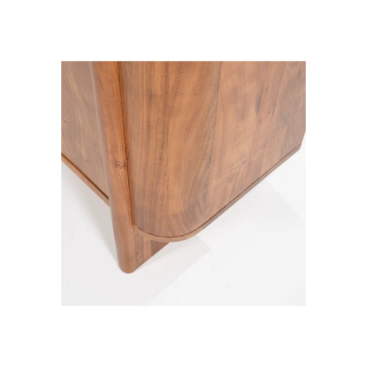 Julian Acacia Wood and Glass 4-Door Accent Cabinet