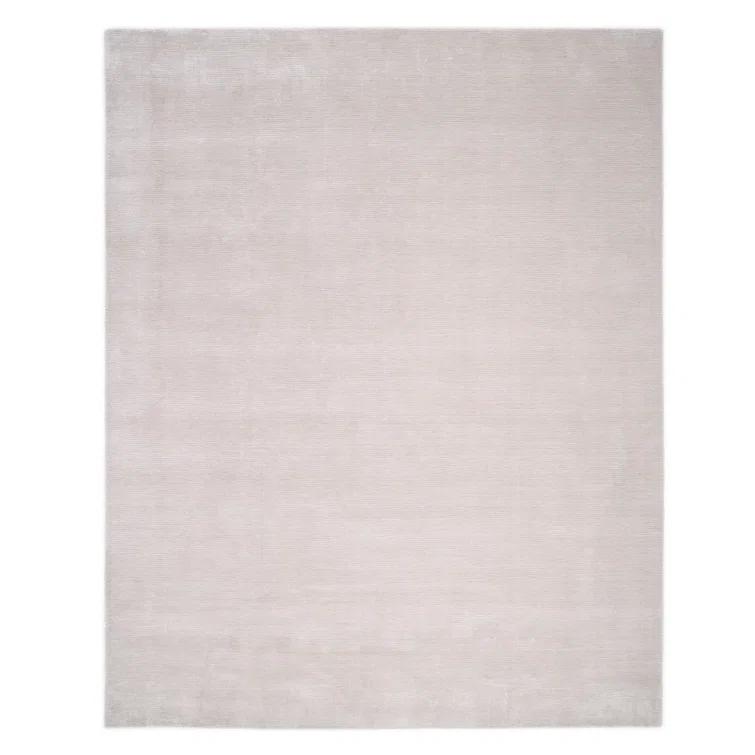 Mist Grey Hand-Knotted Wool and Viscose 9' x 12' Rug