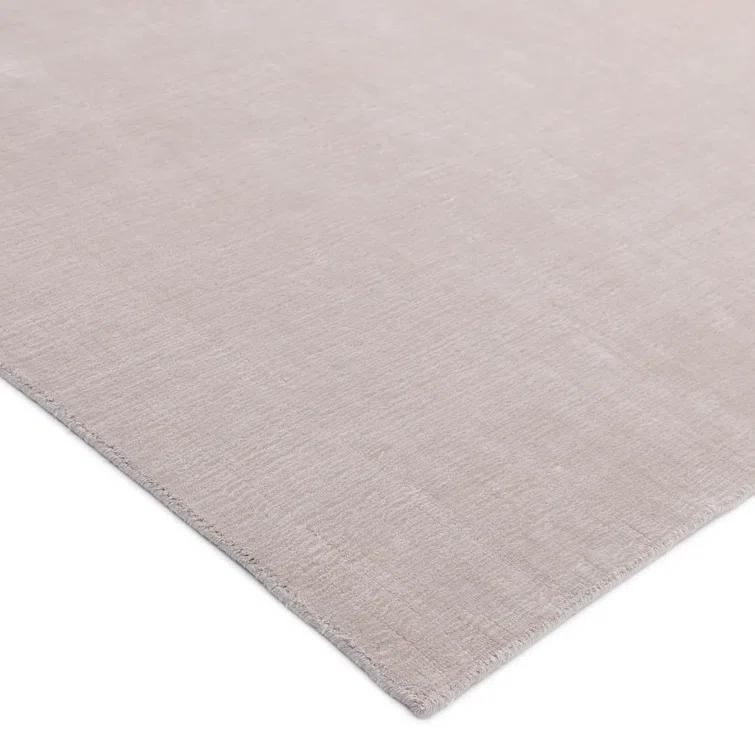 Mist Grey Hand-Knotted Wool and Viscose 9' x 12' Rug