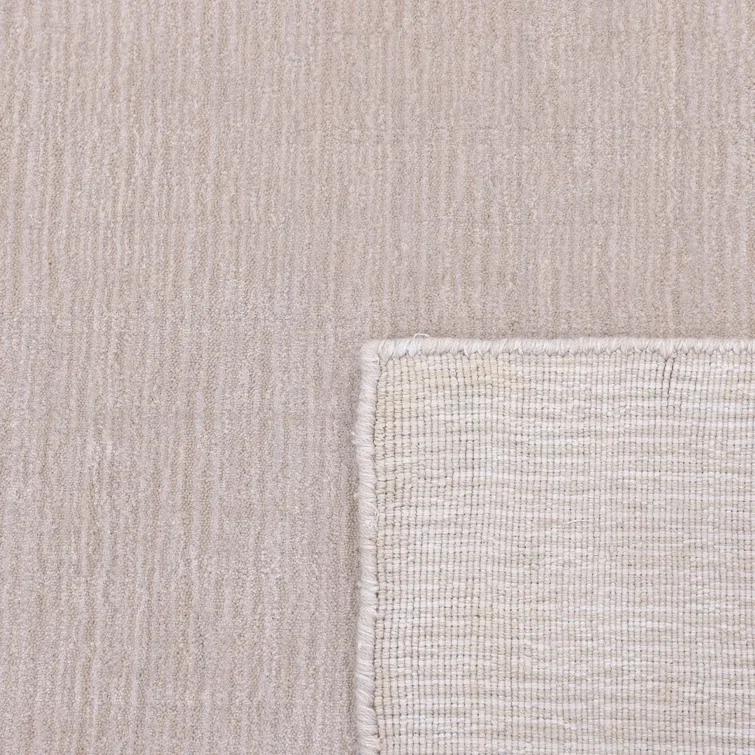 Mist Grey Hand-Knotted Wool and Viscose 9' x 12' Rug