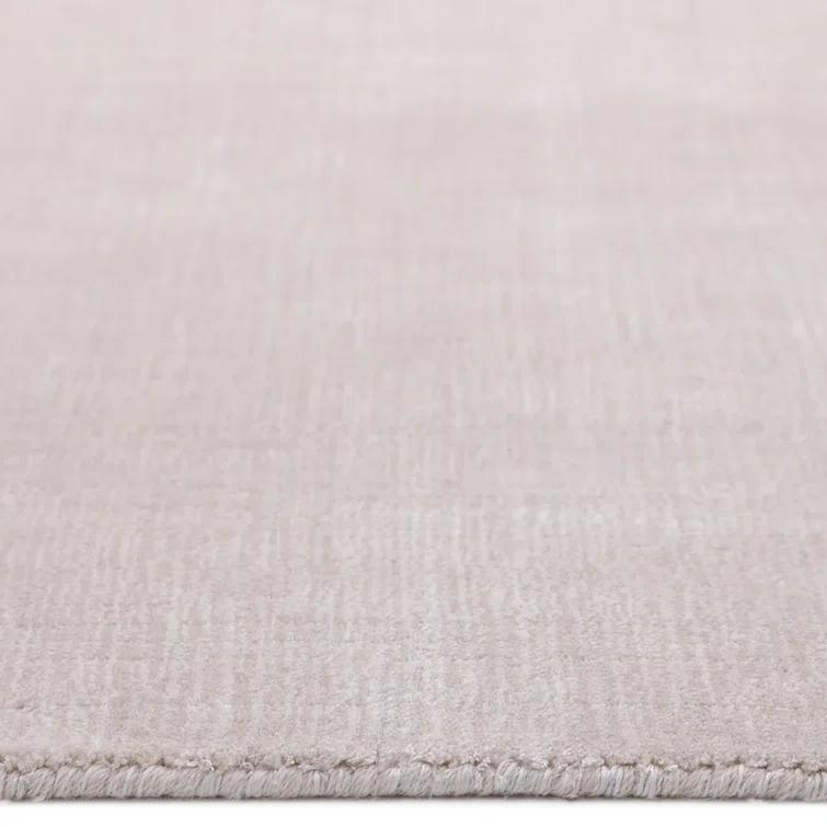 Mist Grey Hand-Knotted Wool and Viscose 9' x 12' Rug