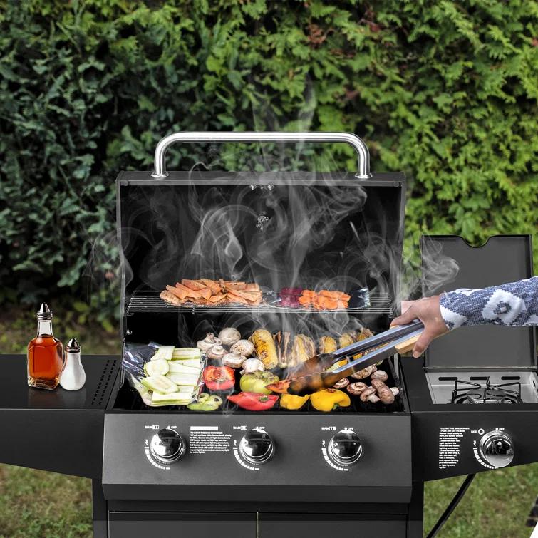 3 Burner Propane Gas Grill With Side Burner