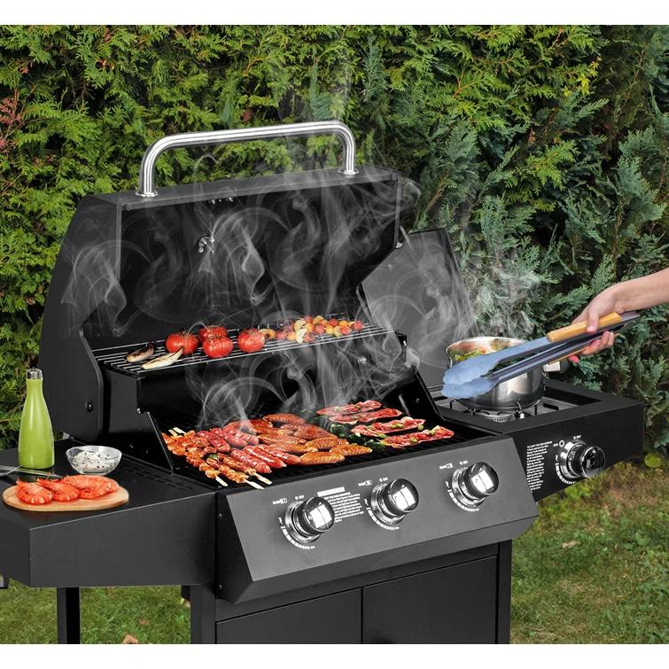3 Burner Propane Gas Grill With Side Burner