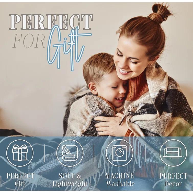 ELEGANT COMFORT Elegant Comfort Luxury Ultra Plush Velvet Touch 50 X 60Inch Christmas Blanket, Cozy, Soft And Warm Holiday Printed Fleece, 50 X 60, Santa Snowman Gray