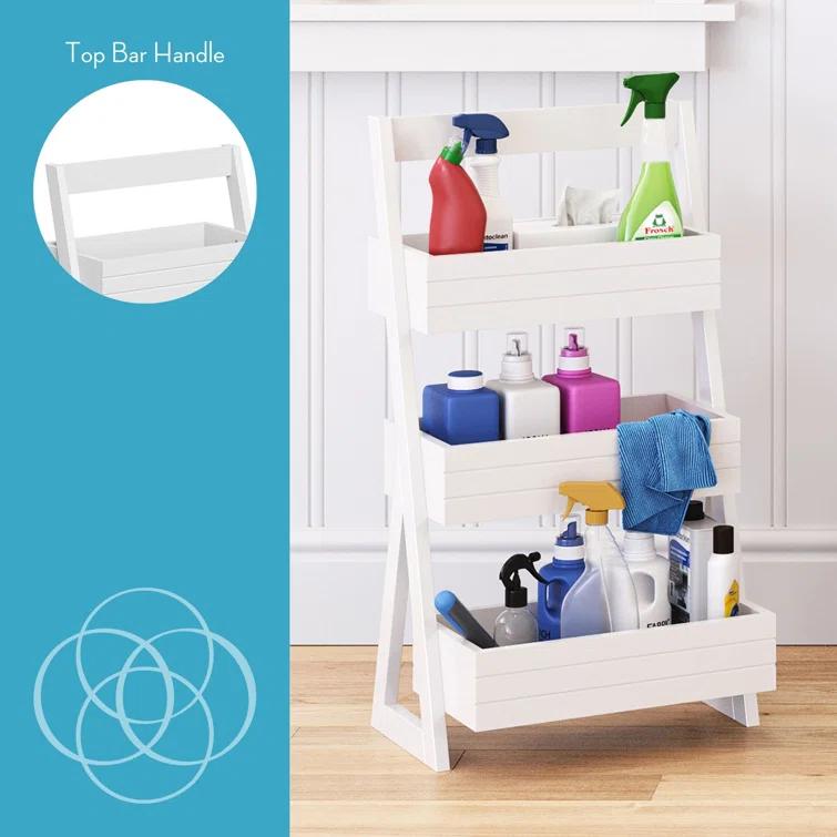 RiverRidge Home RiverRidge Home Lightweight Portable 3-Shelf Storage Caddy Organizer - White