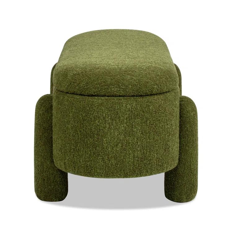 Ailisha 49" Oval Fully Upholstered Storage Bench, Moss Green