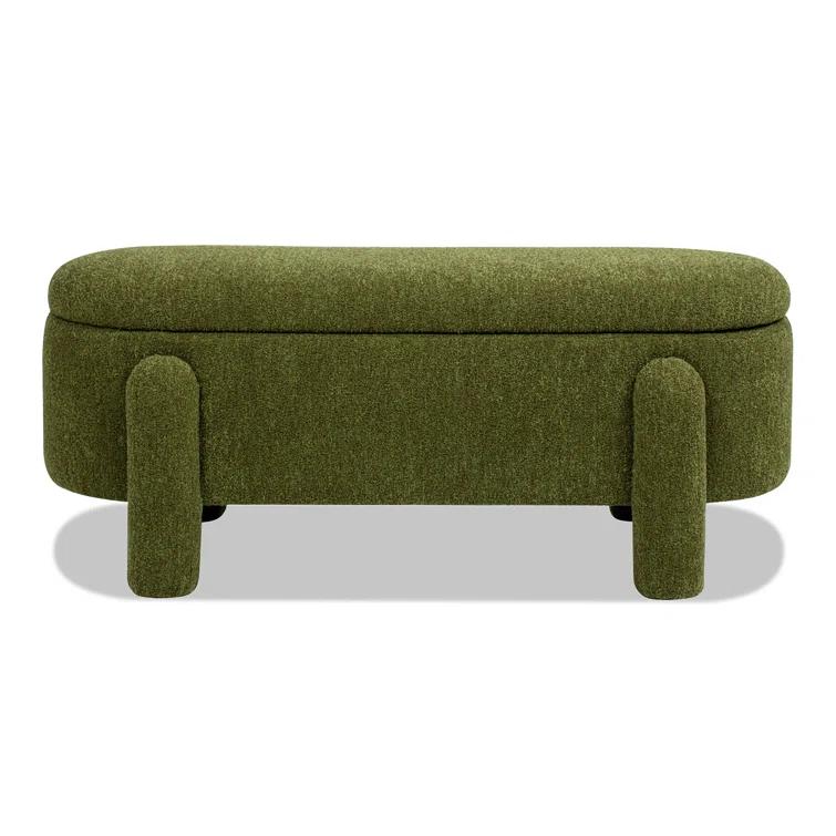 Ailisha 49" Oval Fully Upholstered Storage Bench, Moss Green