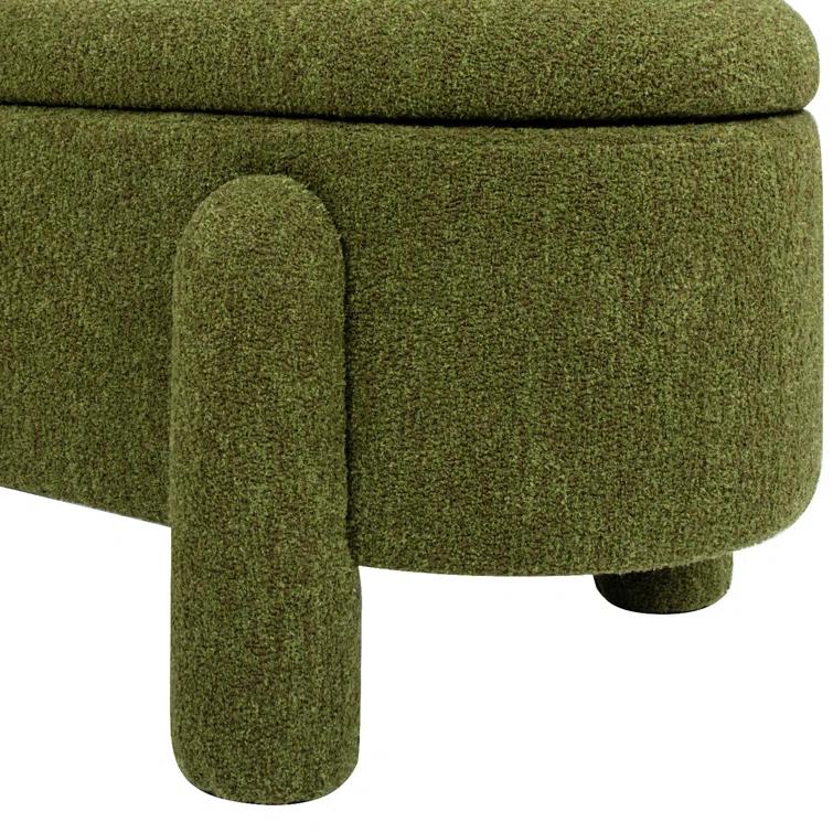 Ailisha 49" Oval Fully Upholstered Storage Bench, Moss Green