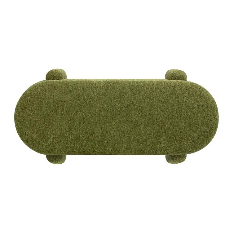 Ailisha 49" Oval Fully Upholstered Storage Bench, Moss Green