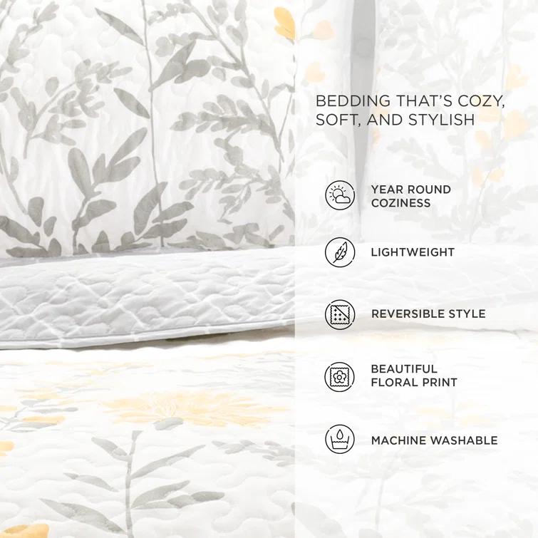 Lush Decor Aprile Microfiber Reversible Traditional 3 Piece Quilt Set