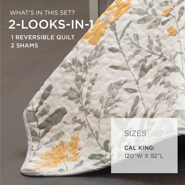 Lush Decor Aprile Microfiber Reversible Traditional 3 Piece Quilt Set