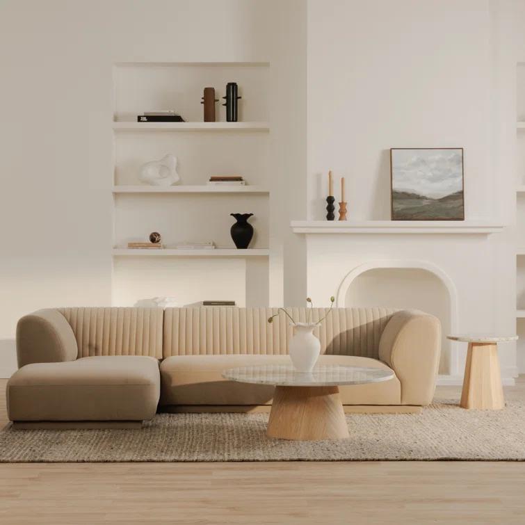 Moe's Home Collection Zandro Left Sectional Beige Fabric Sectionals