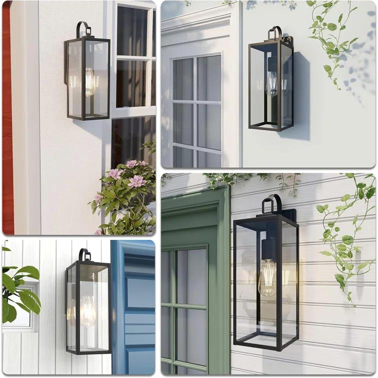 Large Size Outdoor Wall Lights, 18 Inch Oversized Matte Black Exterior Light Fixture With Clear Glass, Waterproof Front Porch Lighting, Modern Sconces Lantern For House, Garage, ETL Listed