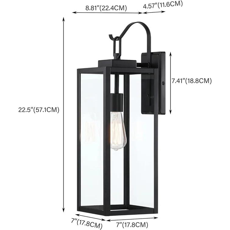 17 Stories Extra Large Size Outdoor Wall Lights, 22.5 Inch Matte Black Oversized Exterior Light Fixture With Clear Glass Shade, Front Porch Lighting, Modern Sconce Lantern For House, Garage