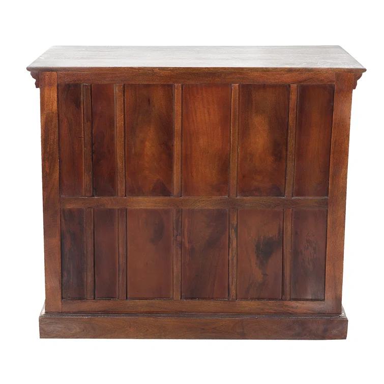 August Grove® White Solid Wood Hand Carved 2 Door Antique Cabinet