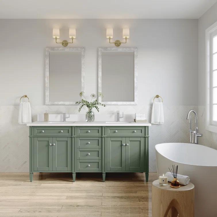 Smokey Celadon Green Double Vanity with Quartz Top