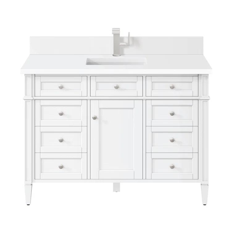 Bright White 47" Plywood Single Vanity with Satin Nickel Hardware