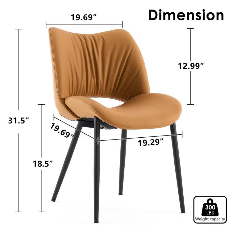 Mackensie Upholstered Dining Chairs Faux Leather Kitchen Chairs with Metal Legs