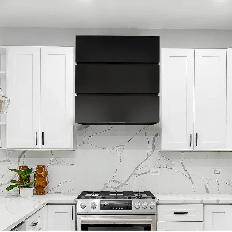 600 CFM Wall Mount Range Hood Stainless Steel 3 Stacks Modern Box