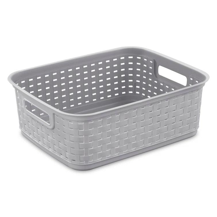 Sterilite Sterilite Short Weave Basket, Decorative Storage Bin, Organize the Closet, Bathroom or Classroom (Set of 6)