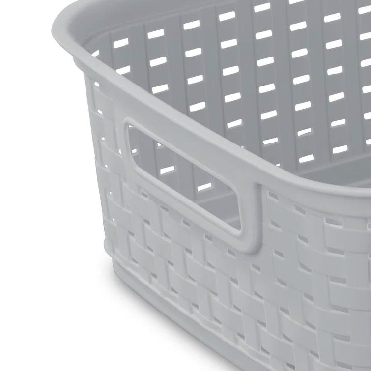 Sterilite Sterilite Short Weave Basket, Decorative Storage Bin, Organize the Closet, Bathroom or Classroom (Set of 6)