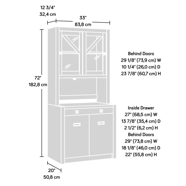 Eraclio Library Base Hutch Ste, Brushed Oak Finish