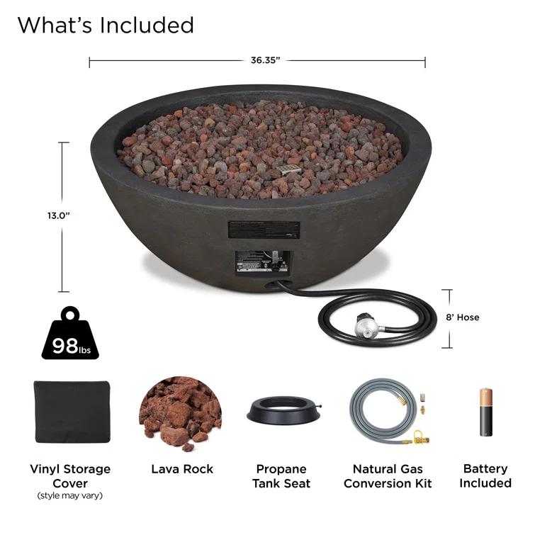 Fernanda Fire Bowl - Shale / Round