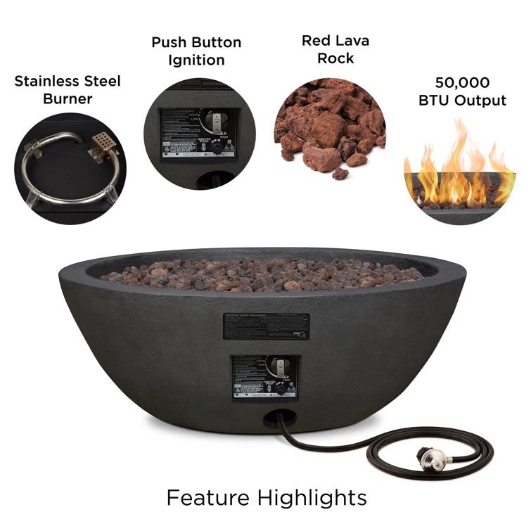 Fernanda Fire Bowl - Shale / Round