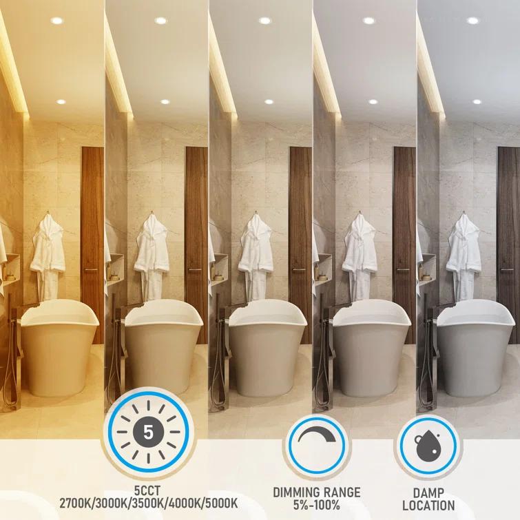 4" Slim Recessed Light with J-Box, CRI90 5CCT Ultra Thin LED Ceiling Downlight, Dimmable, ETL& ES