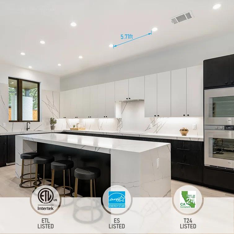4" Slim Recessed Light with J-Box, CRI90 5CCT Ultra Thin LED Ceiling Downlight, Dimmable, ETL& ES
