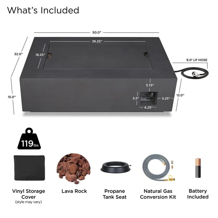 AEGEAN Propane / Natural Gas Outdoor Fire Pit Table