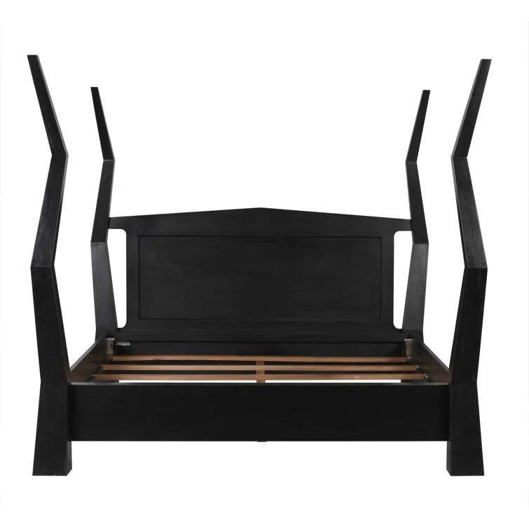 Black Mahogany King Bed with Upholstered Leather Headboard