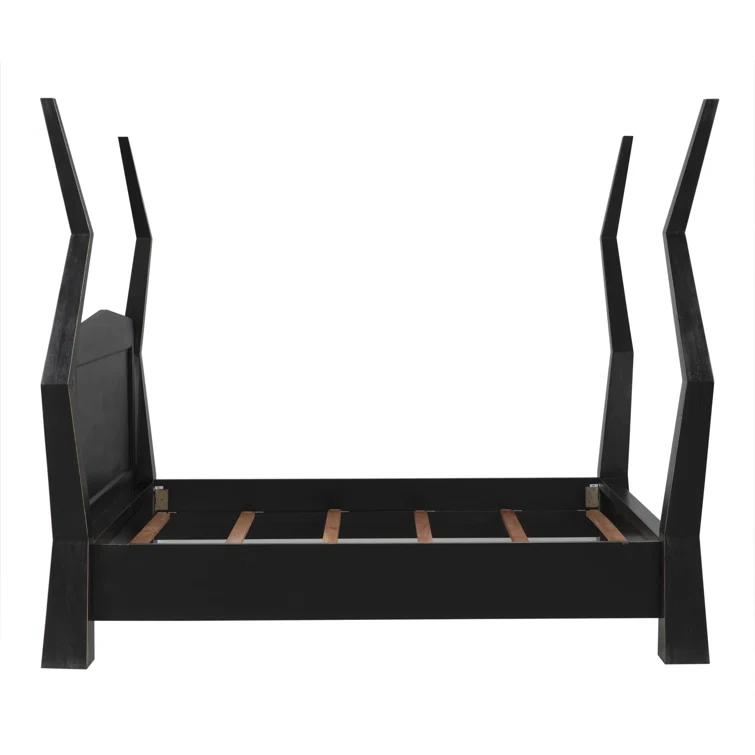 Black Mahogany King Bed with Upholstered Leather Headboard