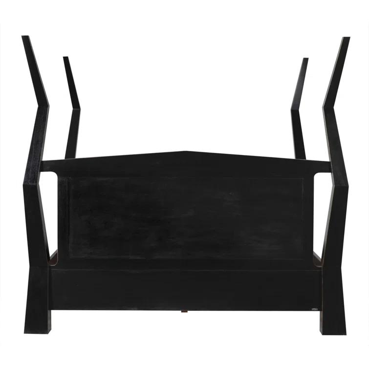 Black Mahogany King Bed with Upholstered Leather Headboard