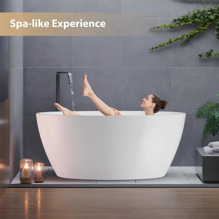 Vanity Art 59" X 32" White Acrylic Freestanding Bathtub